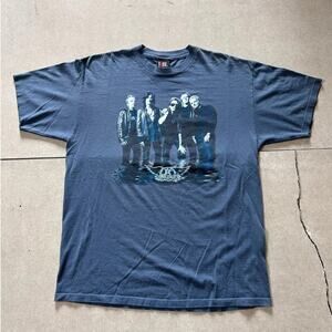 2001 Vintage Aerosmith Just Push Play Tour Blue T Shirt Size XL